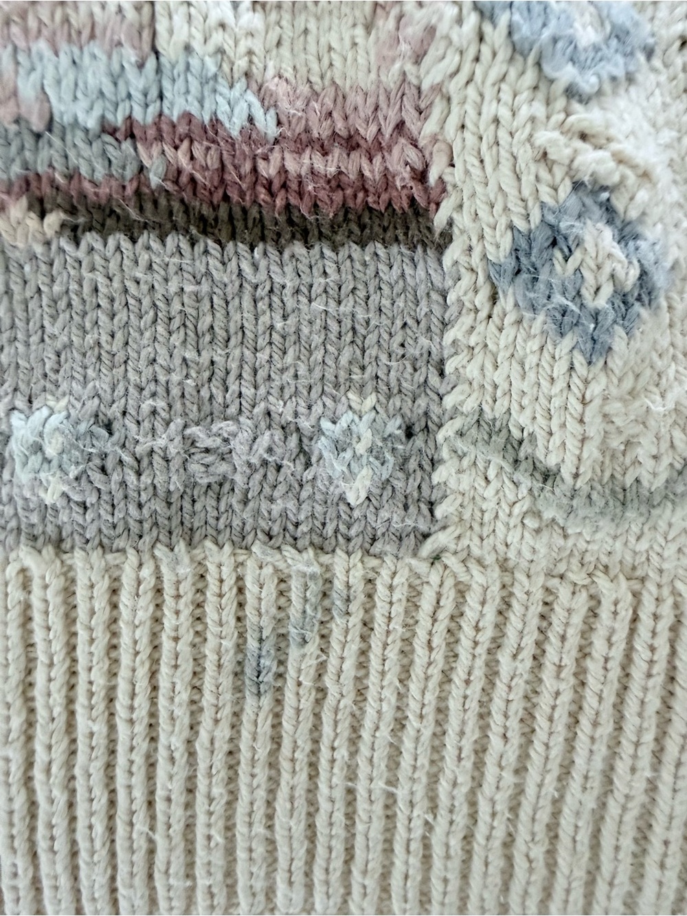 Vintage Y2K Ralph Lauren Beige Patchwork Horse-Print Crewneck Sweater - Picture 9 of 9